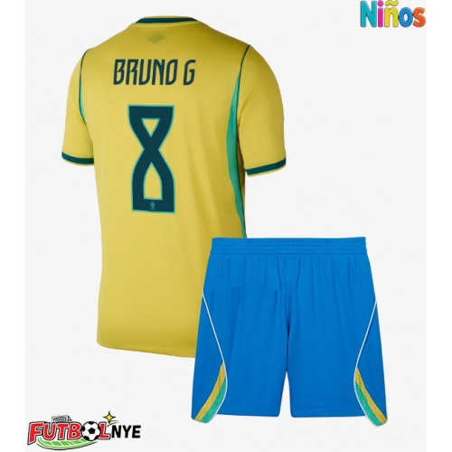 Camiseta Brasil Bruno Guimaraes #8 Primera Equipación para niños Mundial 2026 manga corta (+ pantalones cortos)